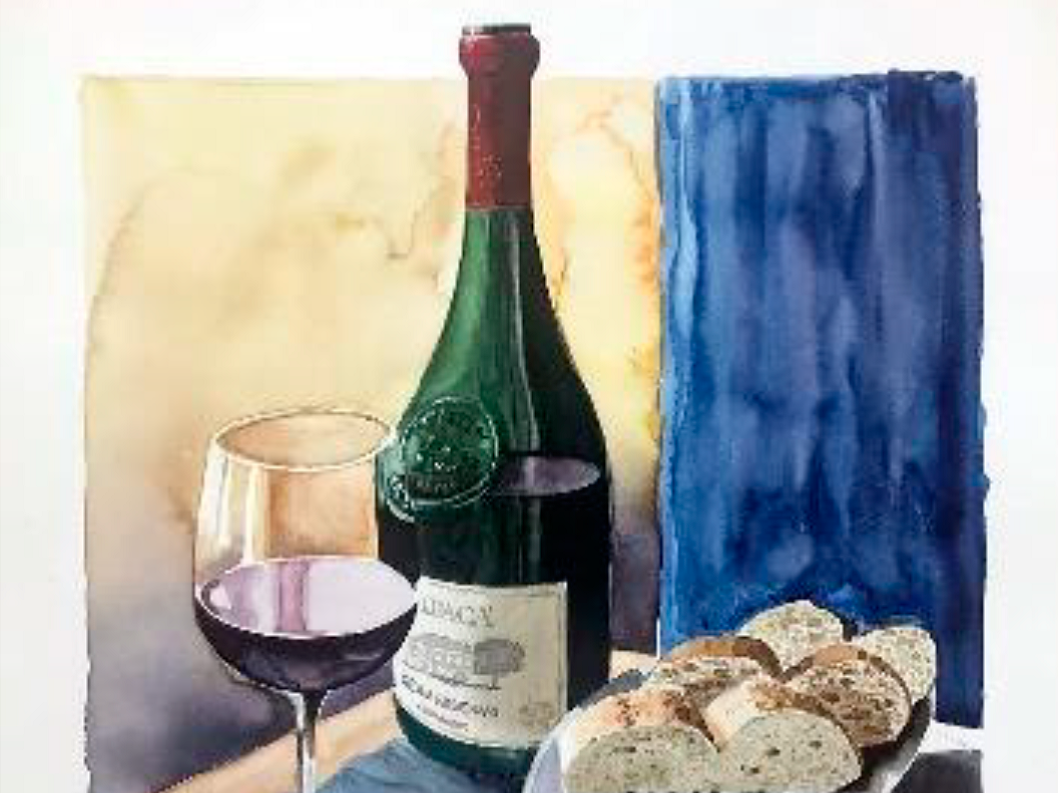 Bodegón con Vino y Queso